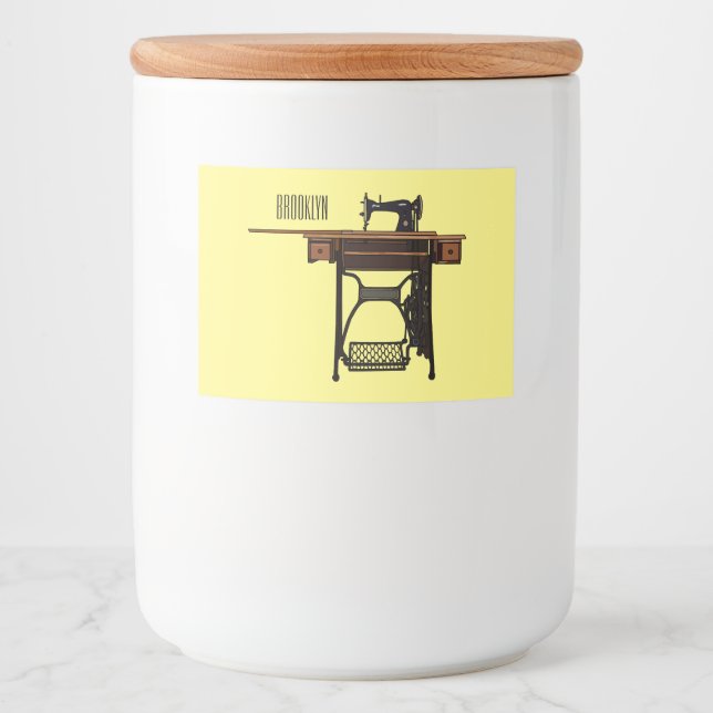 Étiquette Pour Bocaux Illustration de la machine à coudre (Devant)