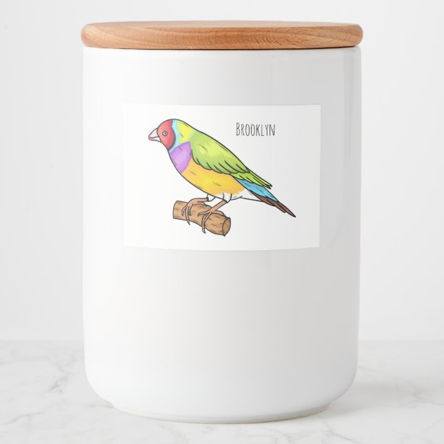 Étiquette Pour Bocaux Illustration de l'oiseau de taille gouldienne (Devant)