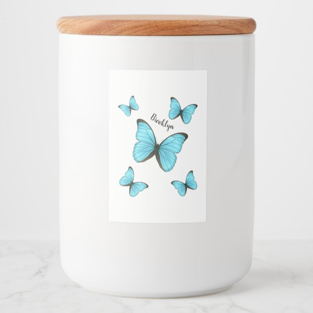 Étiquette Pour Bocaux Illustration de papillons Morpho (Devant)