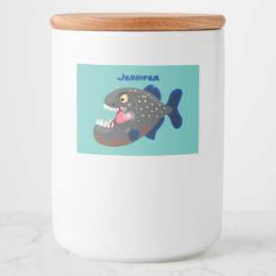 Étiquette Pour Bocaux Illustration drôle de piranha affamée