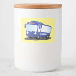 Étiquette Pour Bocaux Illustration d'un bus moderne bleu mignon
