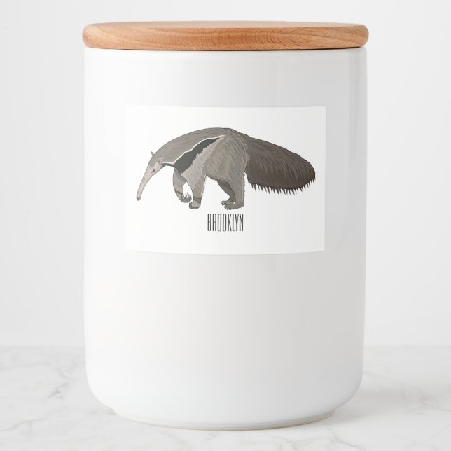 Étiquette Pour Bocaux Illustration d'un dessin animé d'Anteater (Devant)