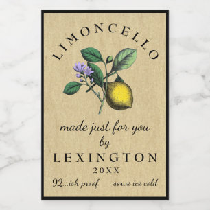 Étiquette Pour Bocaux Illustration Vintage de citron Limoncello