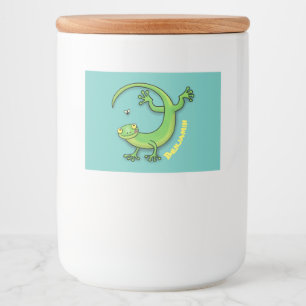 Étiquette Pour Bocaux Joli gecko vert salutations avec dessin animé