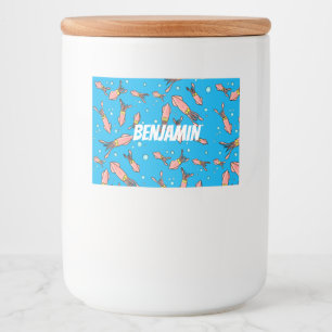 Étiquette Pour Bocaux Joli motif caricature de calmar rose