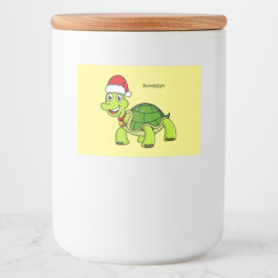 Étiquette Pour Bocaux Jolie tortue en chapeau de Père Noël