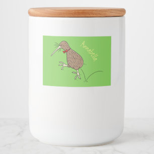 Étiquette Pour Bocaux Joyeux kiwi de saut avec dessin de cravate arc