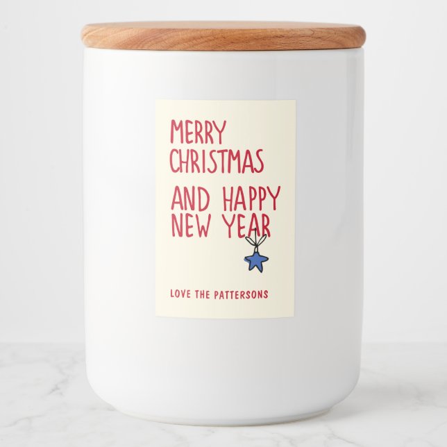 Étiquette Pour Bocaux Joyeux Noël Simple Typographie moderne (Devant)