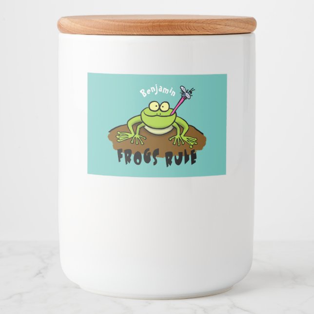 Étiquette Pour Bocaux La grenouille règle drôle dessin de grenouille ver (Devant)