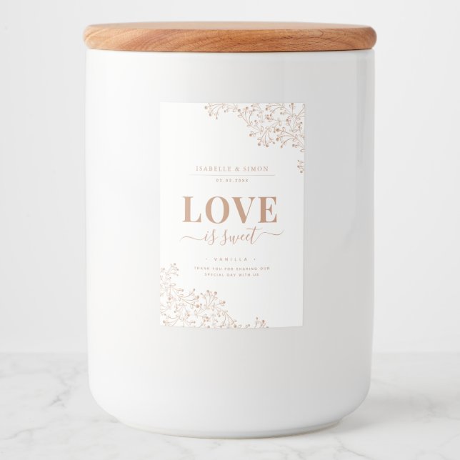 Étiquette Pour Bocaux L'amour élégant est la faveur de mariage doux (Devant)