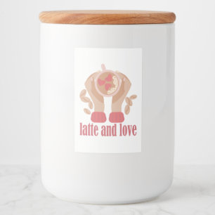 Étiquette Pour Bocaux Latte et coupe d'amour, mains et citation de café