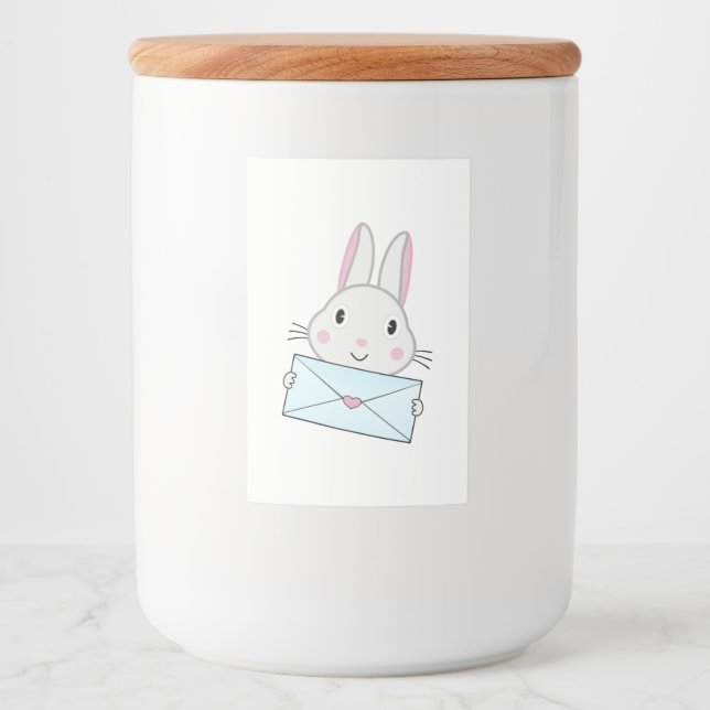 Étiquette Pour Bocaux Lettre d'amour mignonne et belle lapin tenant (Devant)