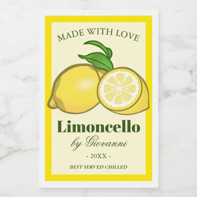 Étiquette Pour Bocaux Limoncello Liqueur | Limoncino Citrons (Étiquettes simples)