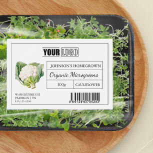 Étiquette Pour Bocaux Logo et code-barres personnalisés Microgreens du c