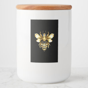 Étiquette Pour Bocaux Logo Faux Gold Foil Bee Polygonal sur Noir