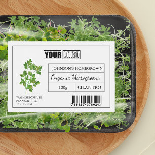 Étiquette Pour Bocaux Logo personnalisé & Codage à barres Microgreens