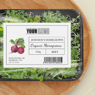 Étiquette Pour Bocaux Logo personnalisé et codes à barres Microgreens de