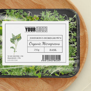Étiquette Pour Bocaux Logo personnalisé et codes barres Microgreens de b