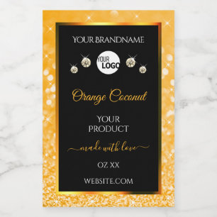 Étiquette Pour Bocaux Lumineuse Parties scintillant orange Noir Produit