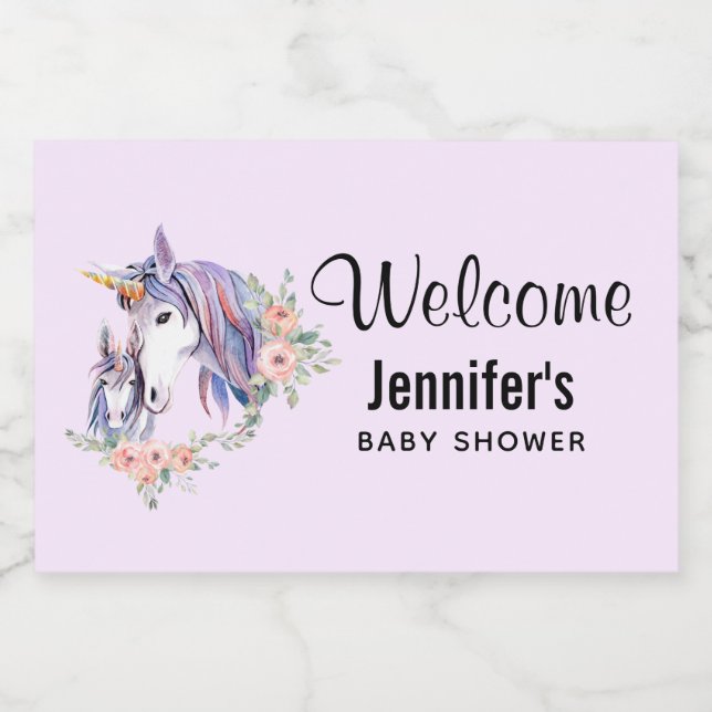 Étiquette Pour Bocaux Magique Unicorn Maman & Baby Aquarelle Bienvenue (Étiquettes simples)