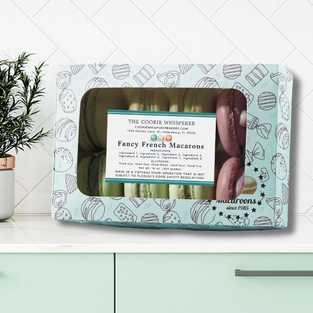 Étiquette Pour Bocaux Maison de la Boulangerie de Cottage Ingrédients Al (Cookie Home Bakery Cottage Law Ingredients and Allergens Horizontal Food Label)