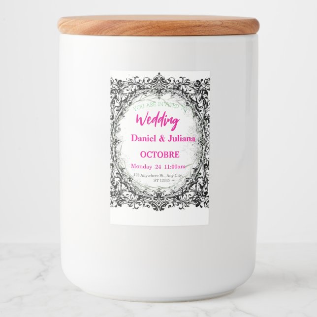 Étiquette Pour Bocaux mariage, invitation, floral, rose, élégant, romant (Devant)