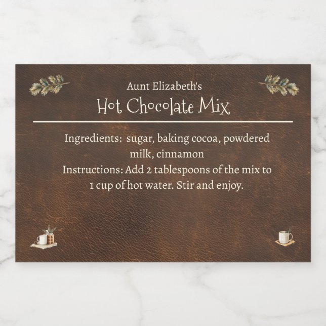 Étiquette Pour Bocaux Mélange de cacao chaud de Noël rustique (Étiquettes simples)