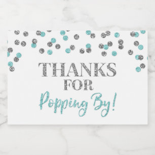 Étiquette Pour Bocaux Merci pour Popping par Silver Light Blue Confetti