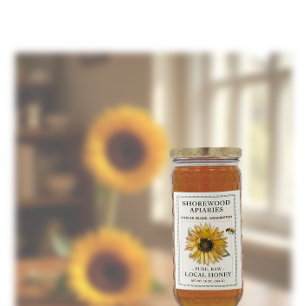 Étiquette Pour Bocaux Miel de tournesol 2x3" Bordure en pointillé réalis
