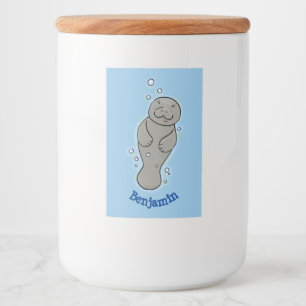 Étiquette Pour Bocaux Mignonne manatée bébé avec bulles illustration