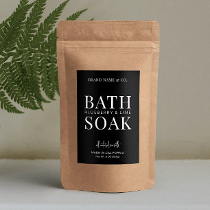 Étiquette Pour Bocaux Minimaliste chic noir sel de bain imperméable Étiq