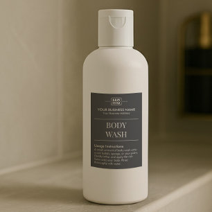 Étiquette Pour Bocaux Moderne Black Guest Chambre d'hôtes Body Wash Mono