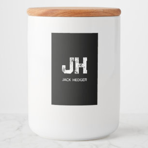 ÉTIQUETTE POUR BOCAUX MONOGRAMME DE NOM À DEUX LETTRES BLANC MINIMALISTE