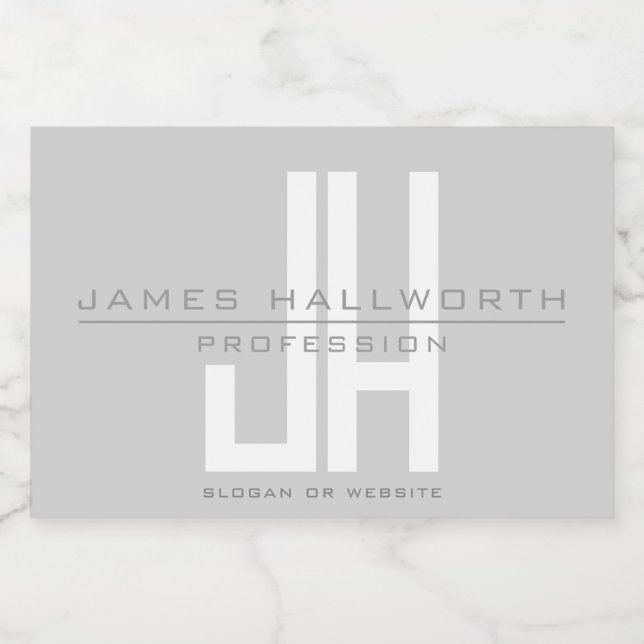 Étiquette Pour Bocaux Monogramme d'entreprise d'aspect moderne | Gris (Étiquettes simples)