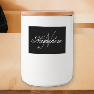 Étiquette Pour Bocaux Monogramme personnalisé unique en noir et blanc