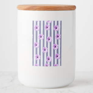Étiquette Pour Bocaux motif rayé avec marguerites violettes