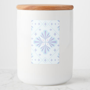Étiquette Pour Bocaux Motif répétitif floral géométrique bleu pastel