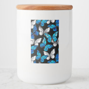 Étiquette Pour Bocaux Motif sans couleur foncée avec papillons bleus Mor