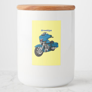 Étiquette Pour Bocaux Moto dessin animé bleu heureux mignon