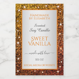 Étiquette Pour Bocaux Noble Orange Faux Parties scintillant Produits Éti
