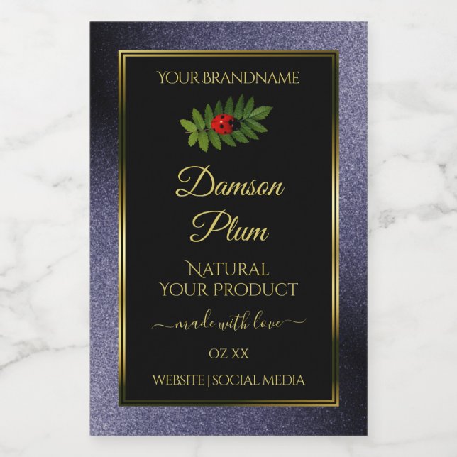 Étiquette Pour Bocaux Parties scintillant Bleu foncé Black Gold Étiquett (Étiquettes simples)