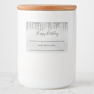 Étiquette Pour Bocaux Parties scintillant d'argent d'anniversaire goutte