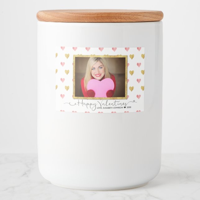 Étiquette Pour Bocaux Parties scintillant de la Saint Valentin Coeurs Ét (Devant)