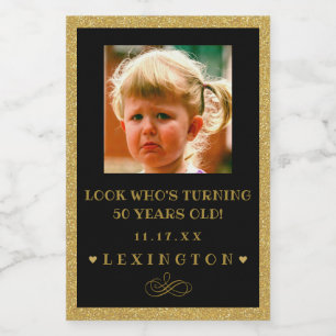 Étiquette Pour Bocaux Parties scintillant photo anniversaire Look Mini 