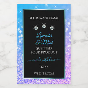 Étiquette Pour Bocaux Parties scintillant turquoise violet noir Étiquett