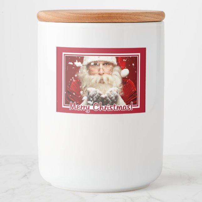 Étiquette Pour Bocaux Père Noël / VOTRE PHOTO personnalisée Noël étiquet (Devant)