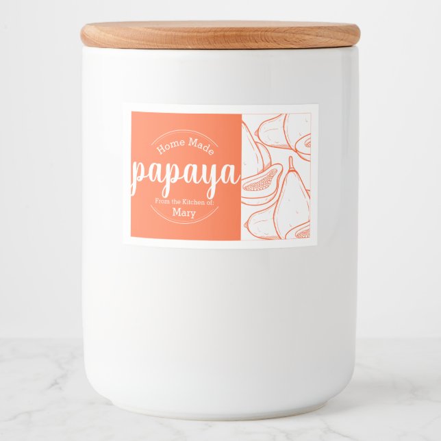 Étiquette Pour Bocaux Personnalisable Maison Papaya Fabriqué (Devant)