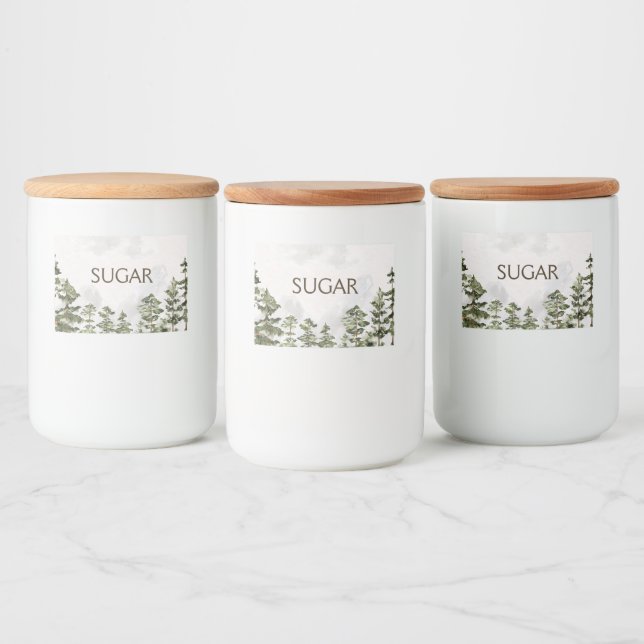 Étiquette Pour Bocaux Pine Forest Nature Aquarelle (Bouteilles)