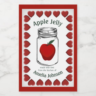 Étiquette Pour Bocaux Pomme Jelly Fabriqué avec Love Produit 2"x3"