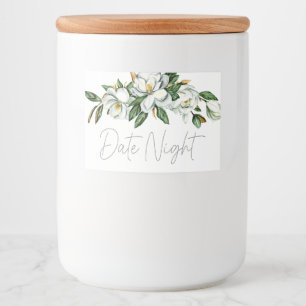 Étiquette Pour Bocaux Pot de nuit de date rustique floral Magnolia blanc